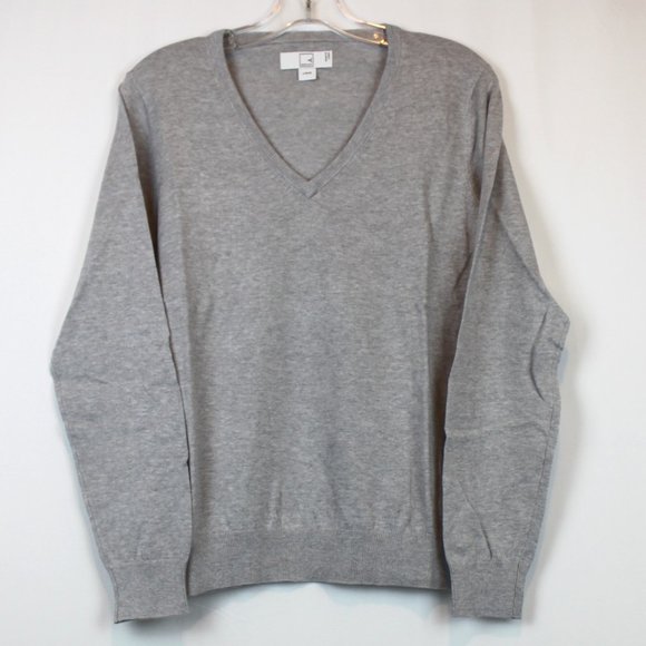 Meraki Light Gray Knitted Pull Over V Neck Long Sleeve Sweater Jumper Large - Picture 10 of 10
